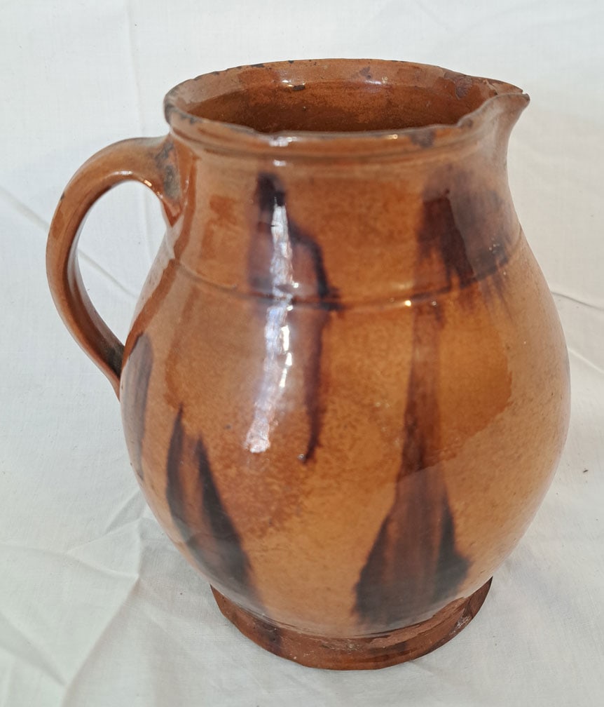 Redware Pitcher with Manganese Decoration. Attributed to William Pecker from Merrimacport, MA. (1 of 7)