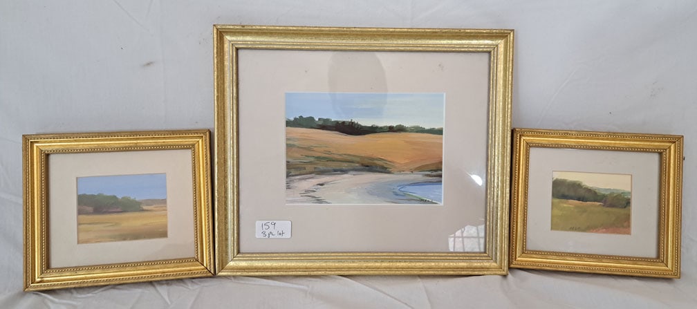 Lot of Three Watercolors on Paper by Holly G. Ready from Cape Elizabeth, Maine.: Large 6 3/4" X 4 3/4" Small 3 3/8" X 1 5/8" each