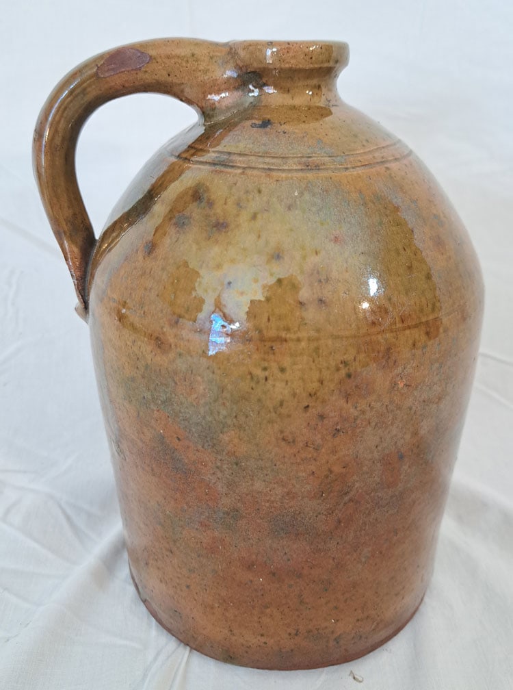 Redware Jug With Olive Colored Glaze. (1 of 6)