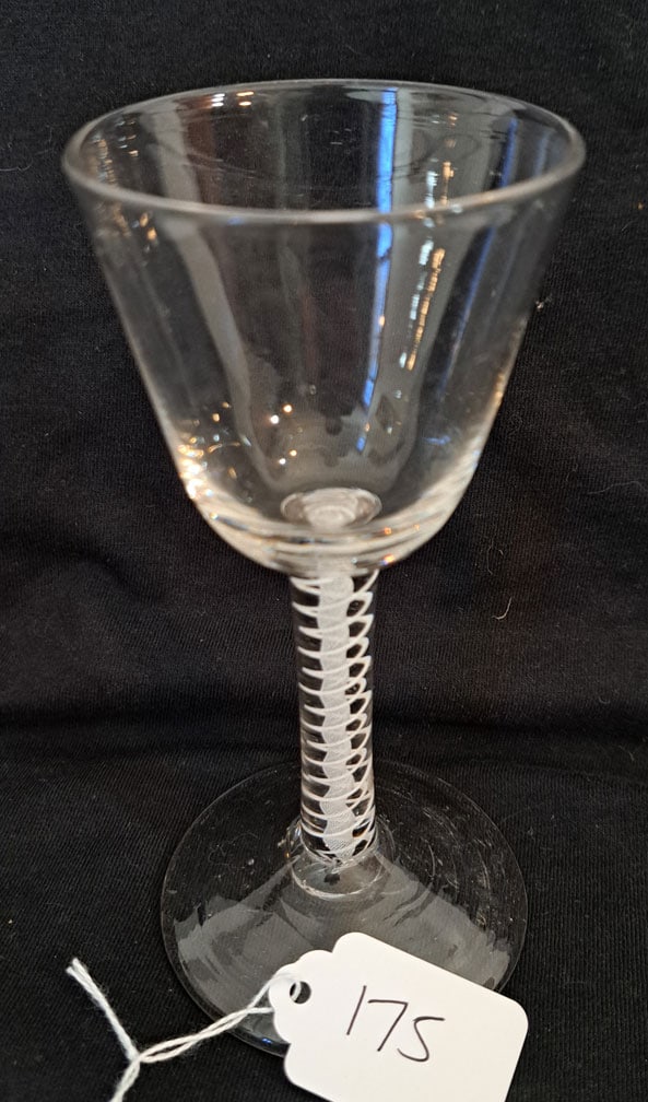 Oqaque twist Wine Glass with Etching: 6" Tall X 2 7/8"foot