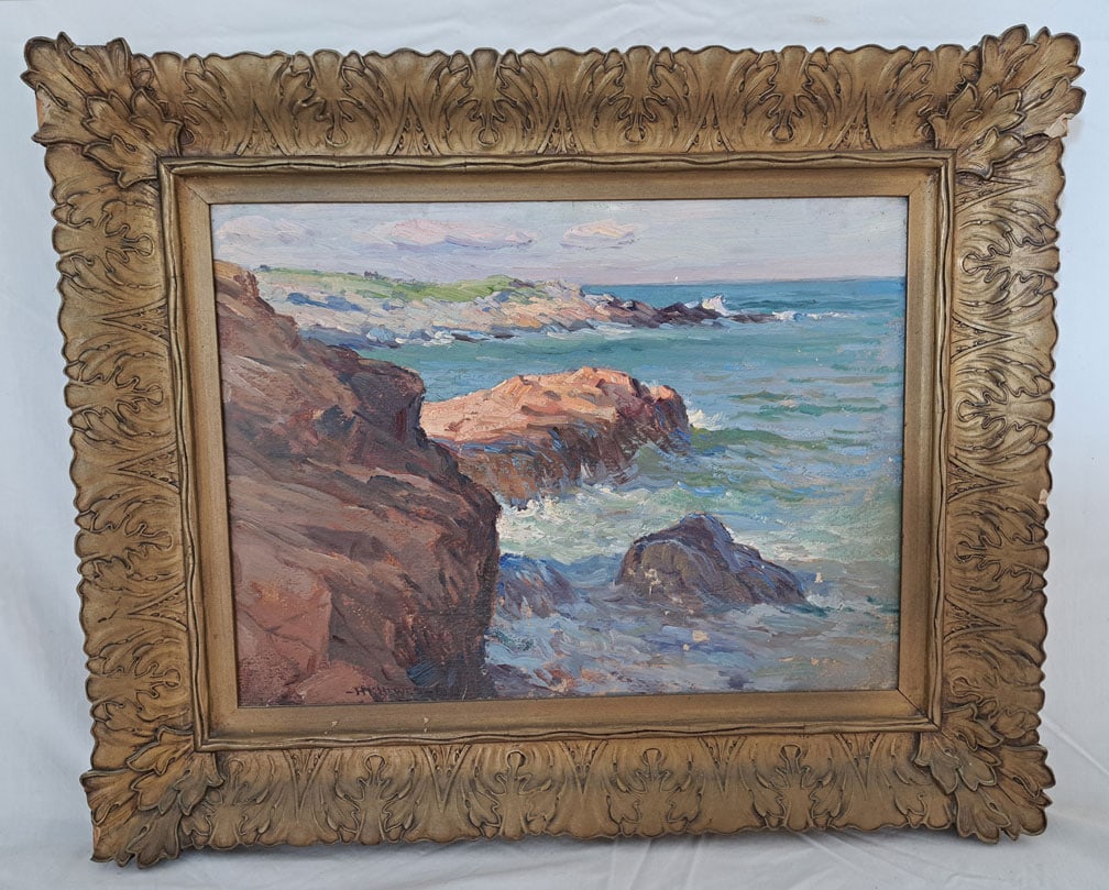 Oil on Canvas Seascape by Horace Greeley Hewes from Braintree, MA (1 of 5)