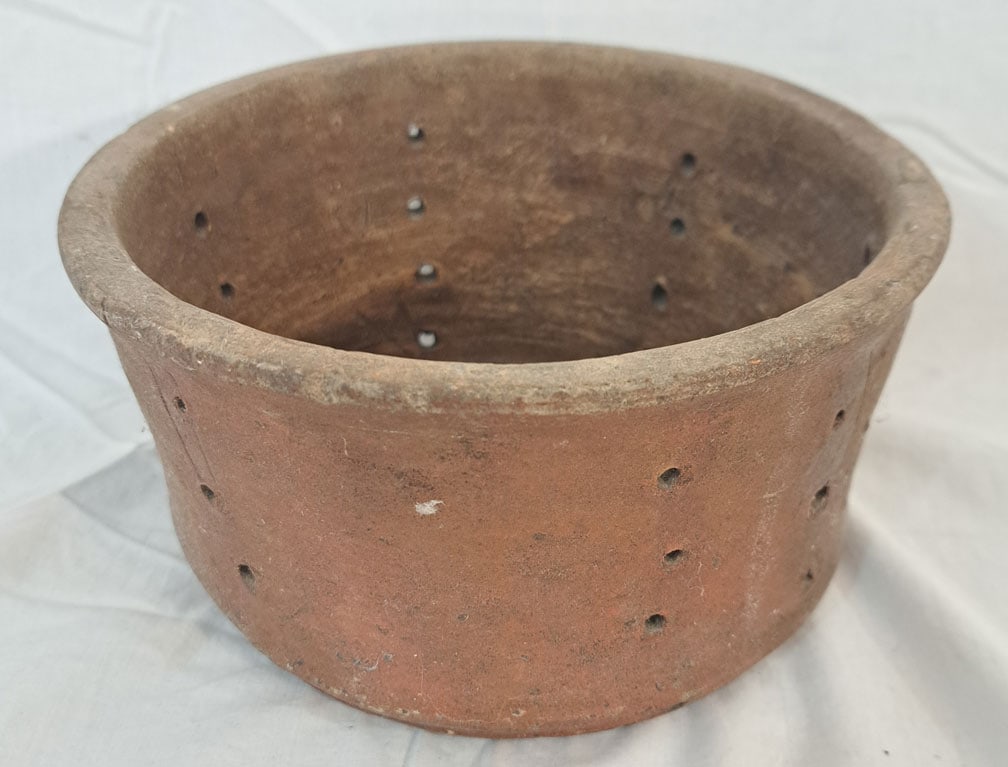 Redware Strainer.: 7 1/4" Diameter X 3 7/*" Tall