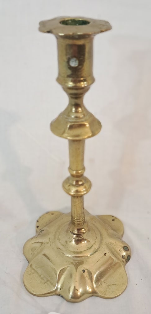 Queen Anne Brass Candlestick (1 of 4)