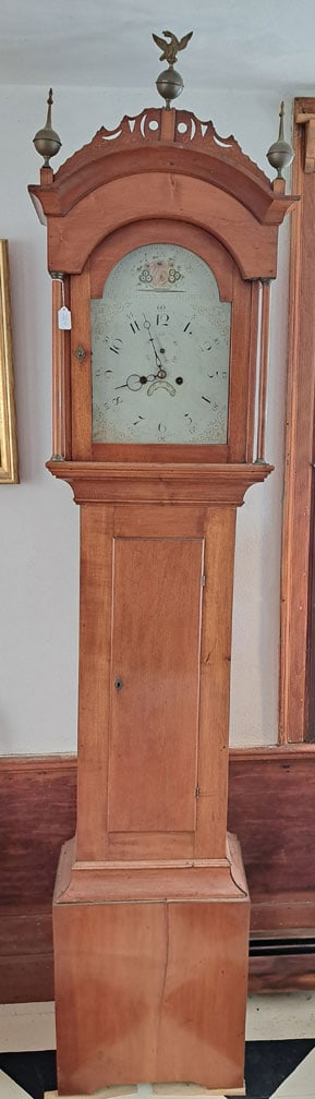 Maple Tall Clock: 91 1/2" Tall X 21 1/8" Wide X 11 1/2" Deep Unsigned Metal Face.