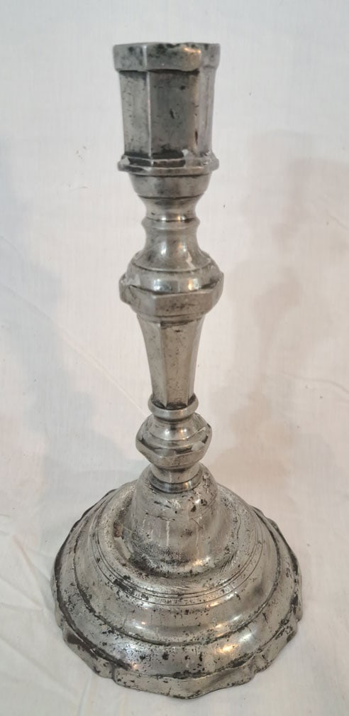 Pewter Queen Anne Candlestick. (1 of 4)