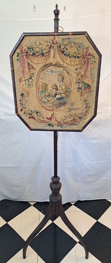 Three Footed Firescreen with Needlework. (1 of 4)