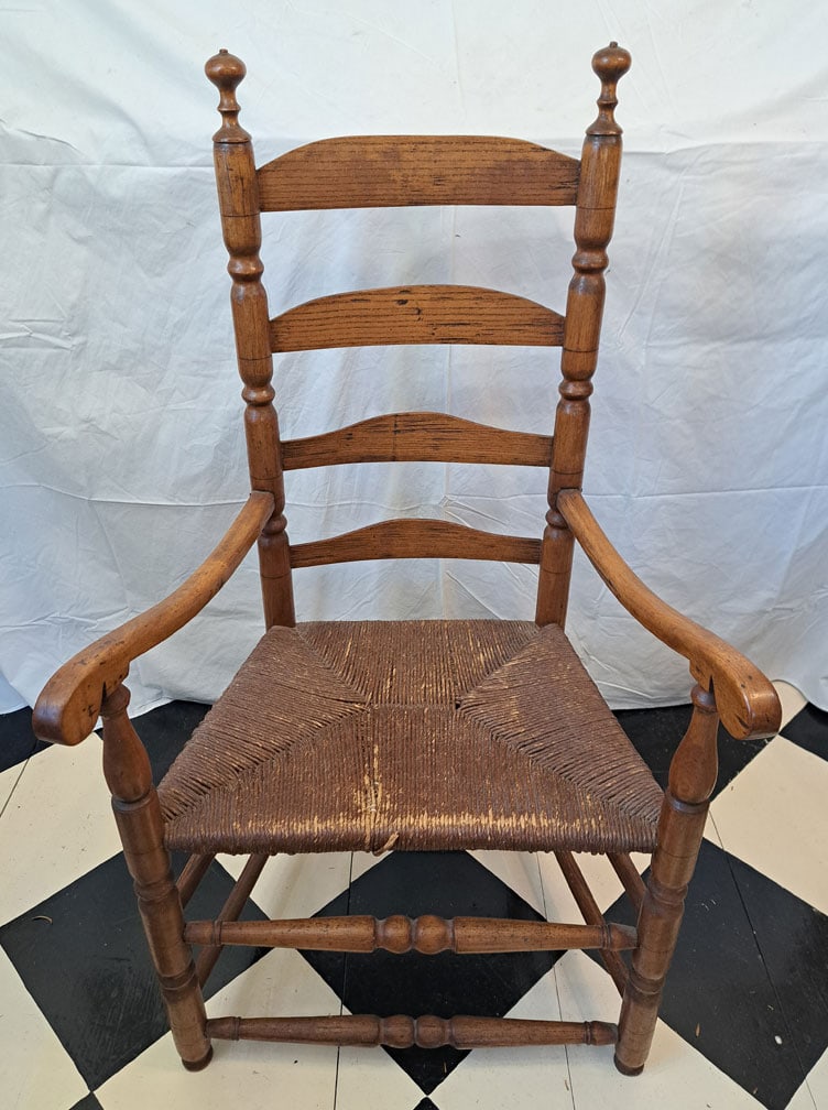 Ladder- Back Armchair: 24 1/2" Wide X 44" tall 17" Seat