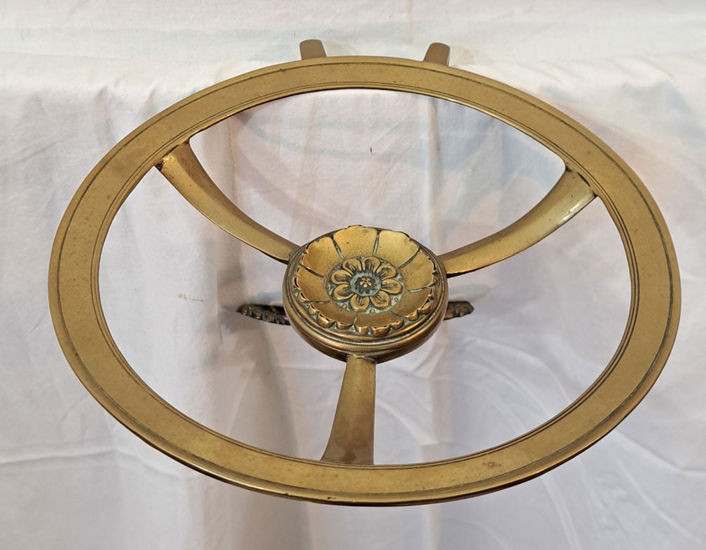 Brass Trivet.: 7 5/8" Diameter X 8" Tall X 5" Deep