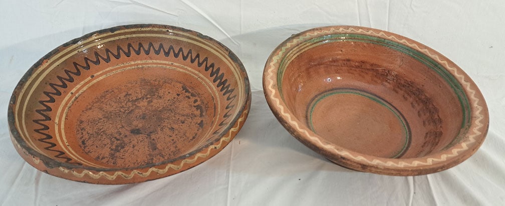 Lot of Two Redware Milk Pans (1 of 4)