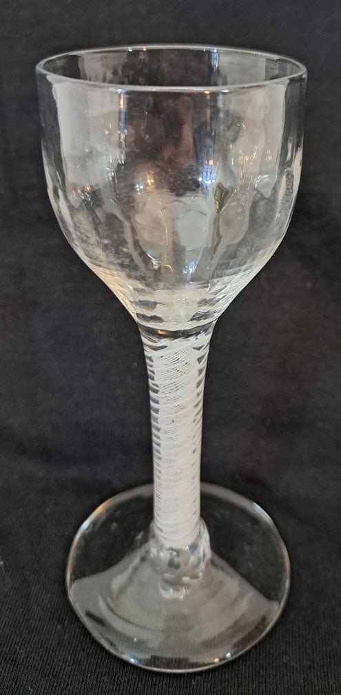 Opaque Twist Wine Glass: 5 1/4" Tall X 2 1/4" Foot.