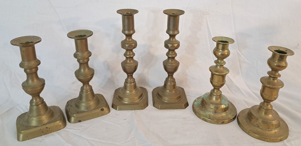 Three Pairs of Brass Candlesticks (1 of 2)