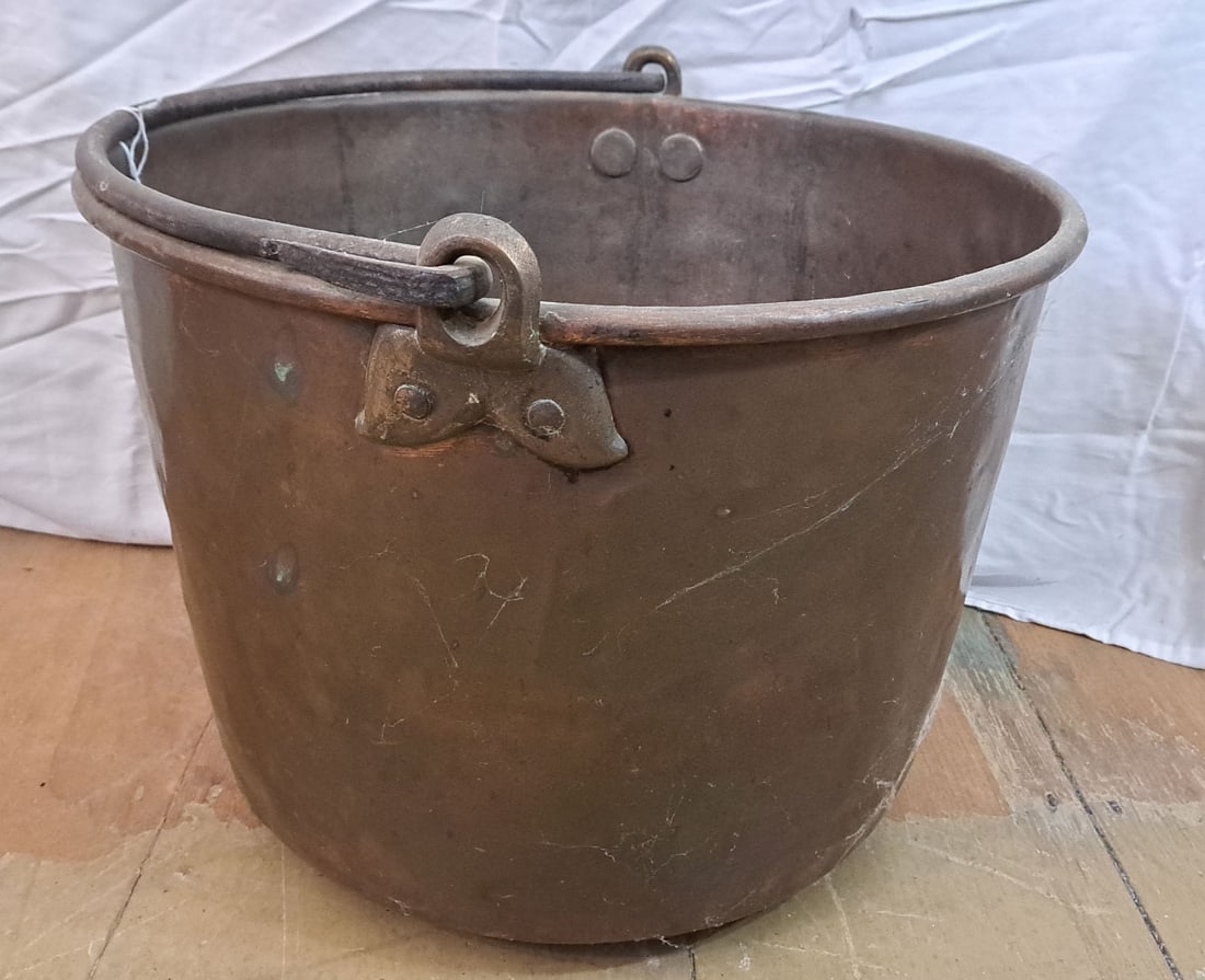Copper and Wrought Iron Pan: 20" Wide X 14" Tall.