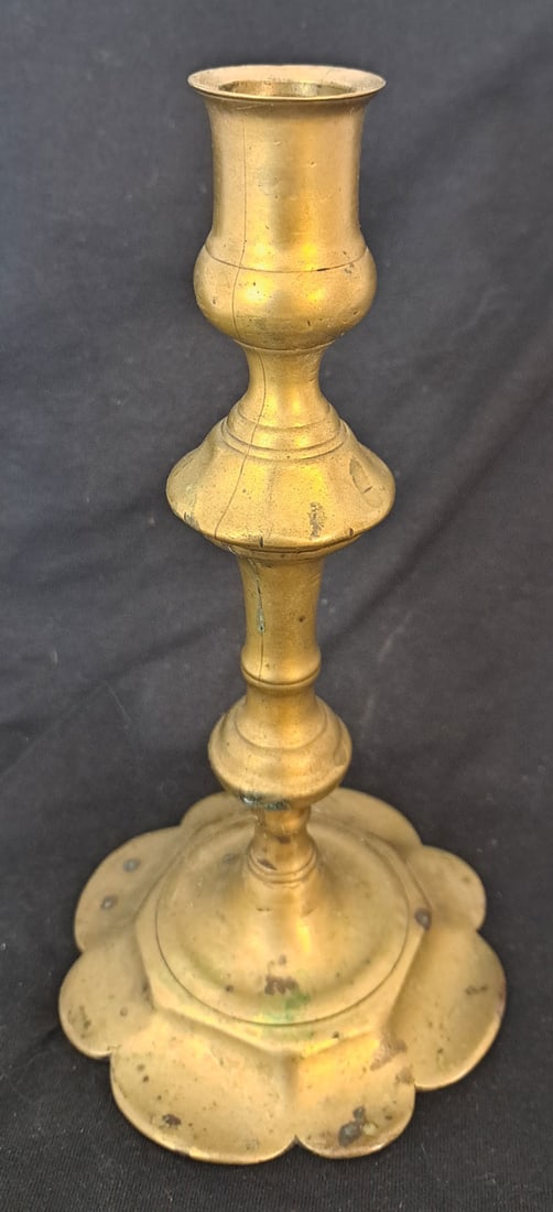 Queen Anne Brass Candlestick (1 of 3)