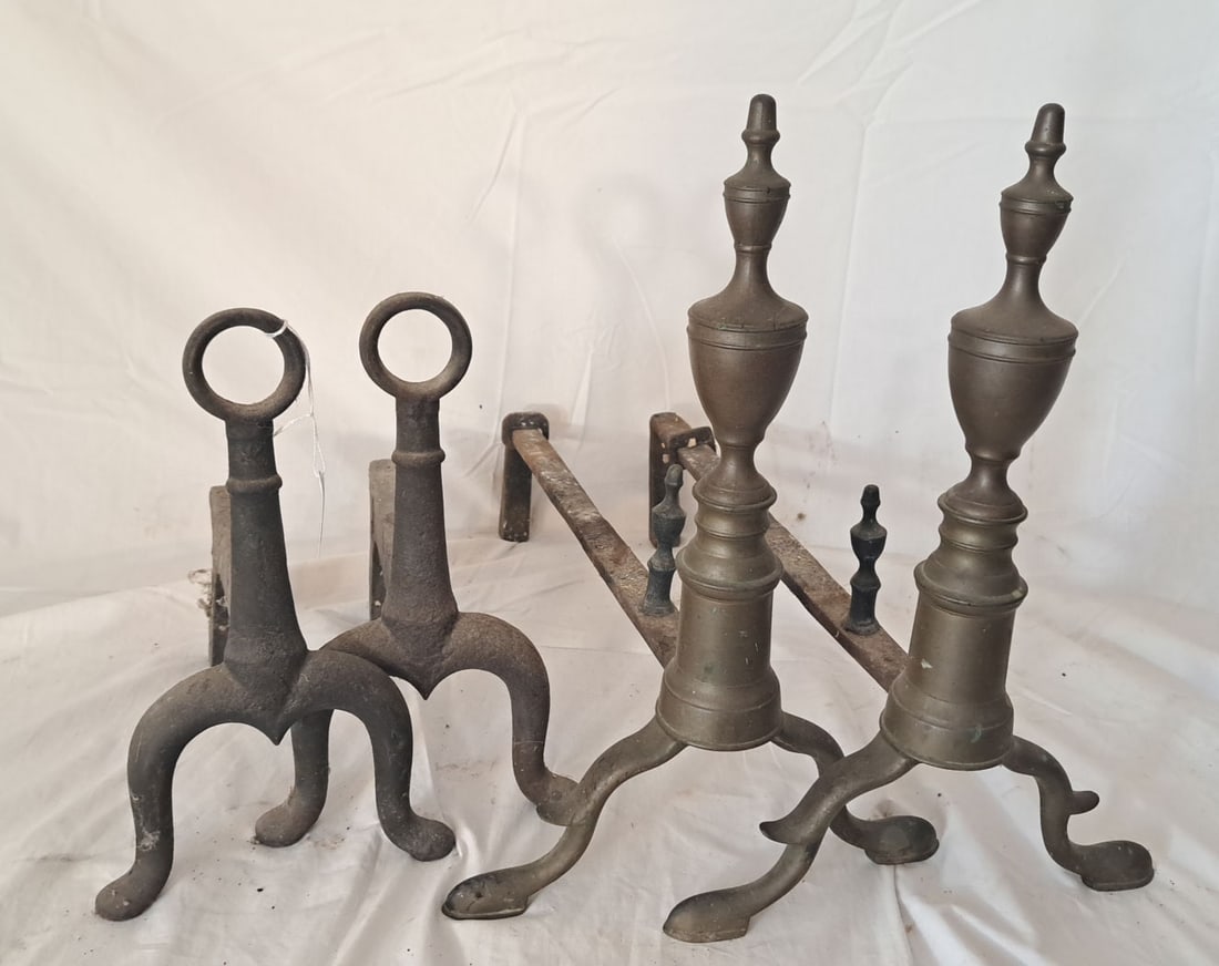 Lot of 2 Pairs of Andirons. (1 of 4)