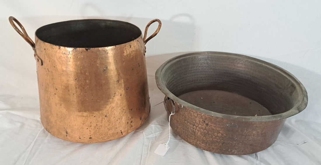 Lot of two Copper and Wrought Iron Kettles/ pots. (1 of 3)