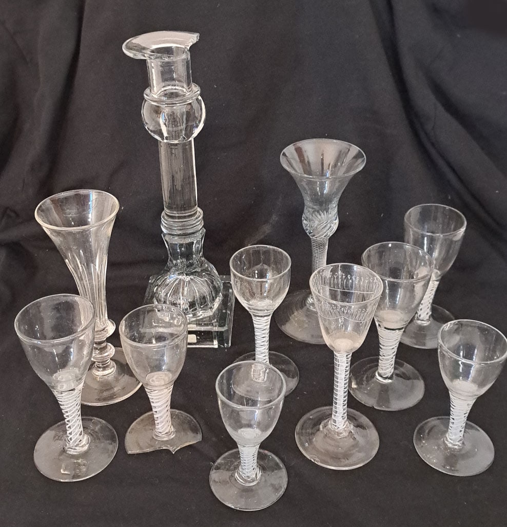 Lot of 11 Early Glass Items with Damage. (1 of 7)