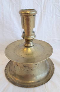 16th Century Capstan Brass Candlestick: 5 3/4" Tall X 5 1/2" wide at Base.