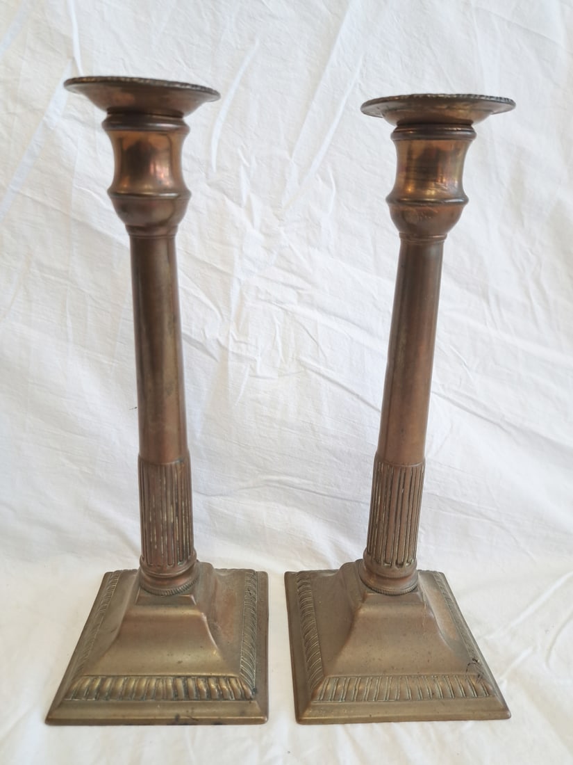 Pair of Brass Candlesticks with Bobeches (1 of 9)