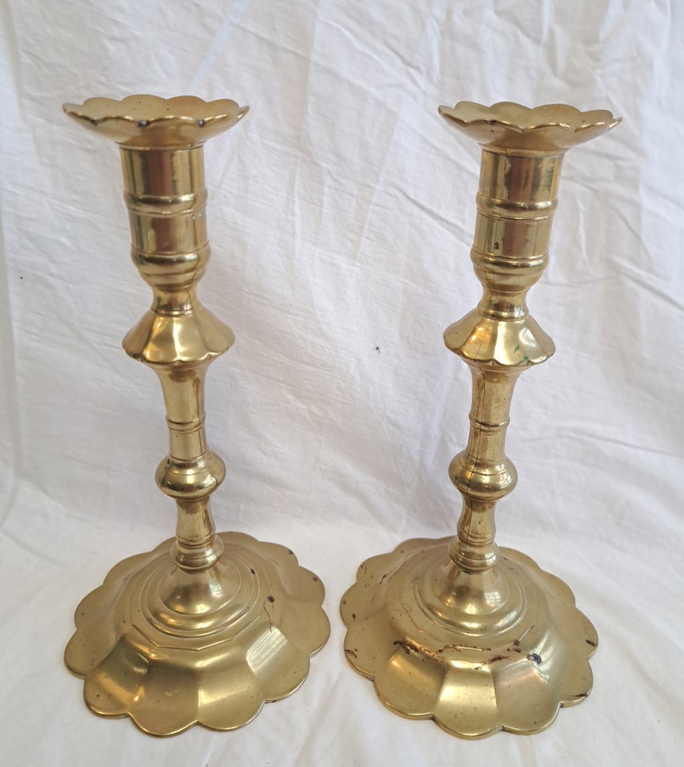 Pair of Early Brass Candlesticks (1 of 8)