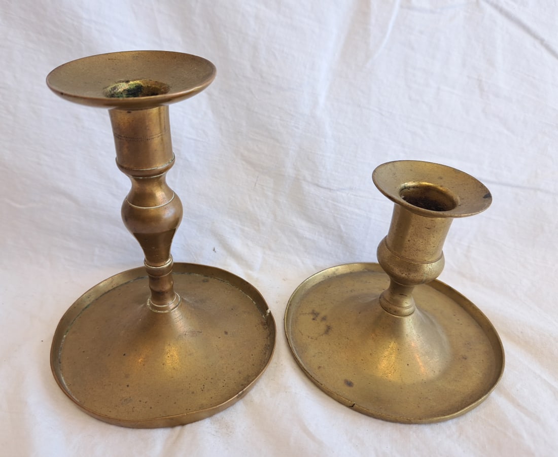 Lot of Two Brass Candlesticks. (1 of 7)