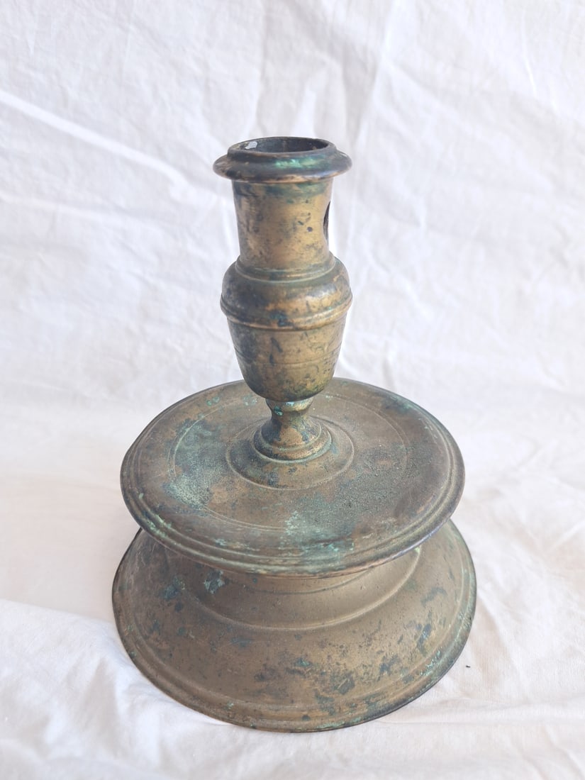 Early Brass Capstan Candlestick. (1 of 6)