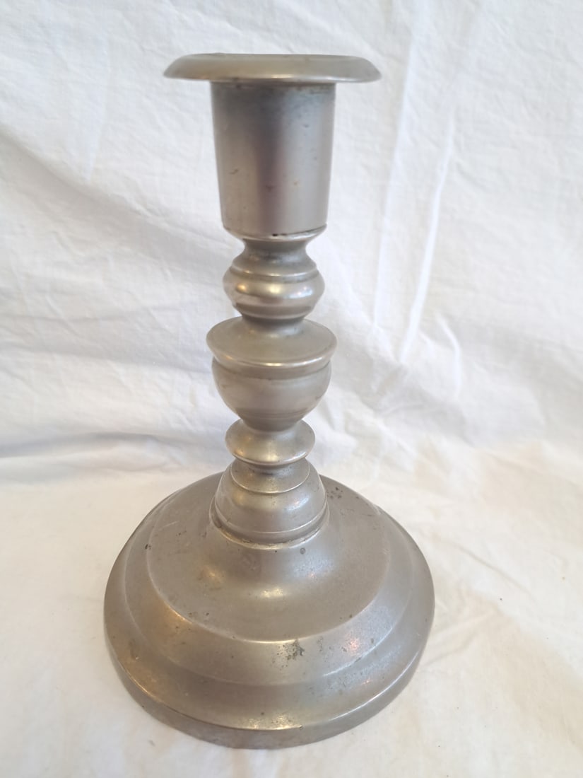 Early Pewter Candlestick- Maine. (1 of 7)