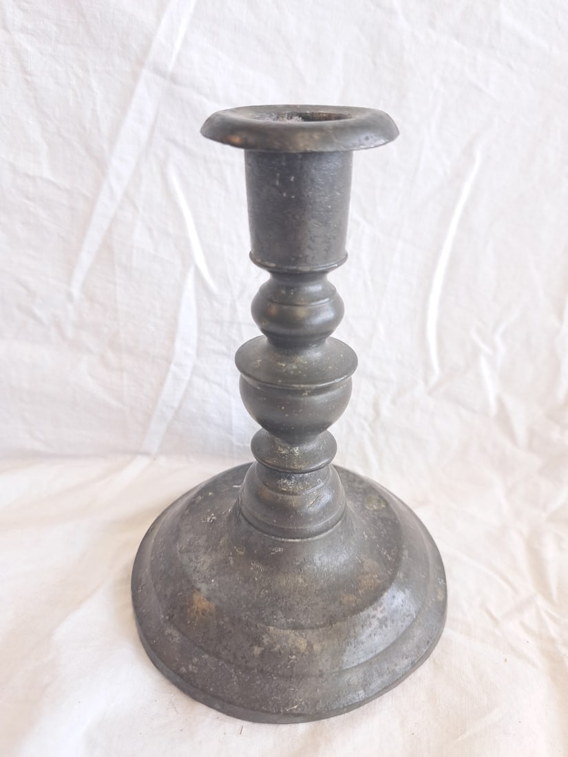 Pewter Candlestick signed Rufus Dunham, Portland, Maine. (1 of 7)