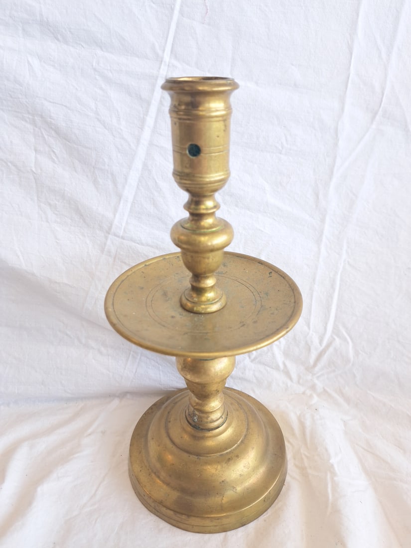 Early Heavy Brass Candlestick. (1 of 6)