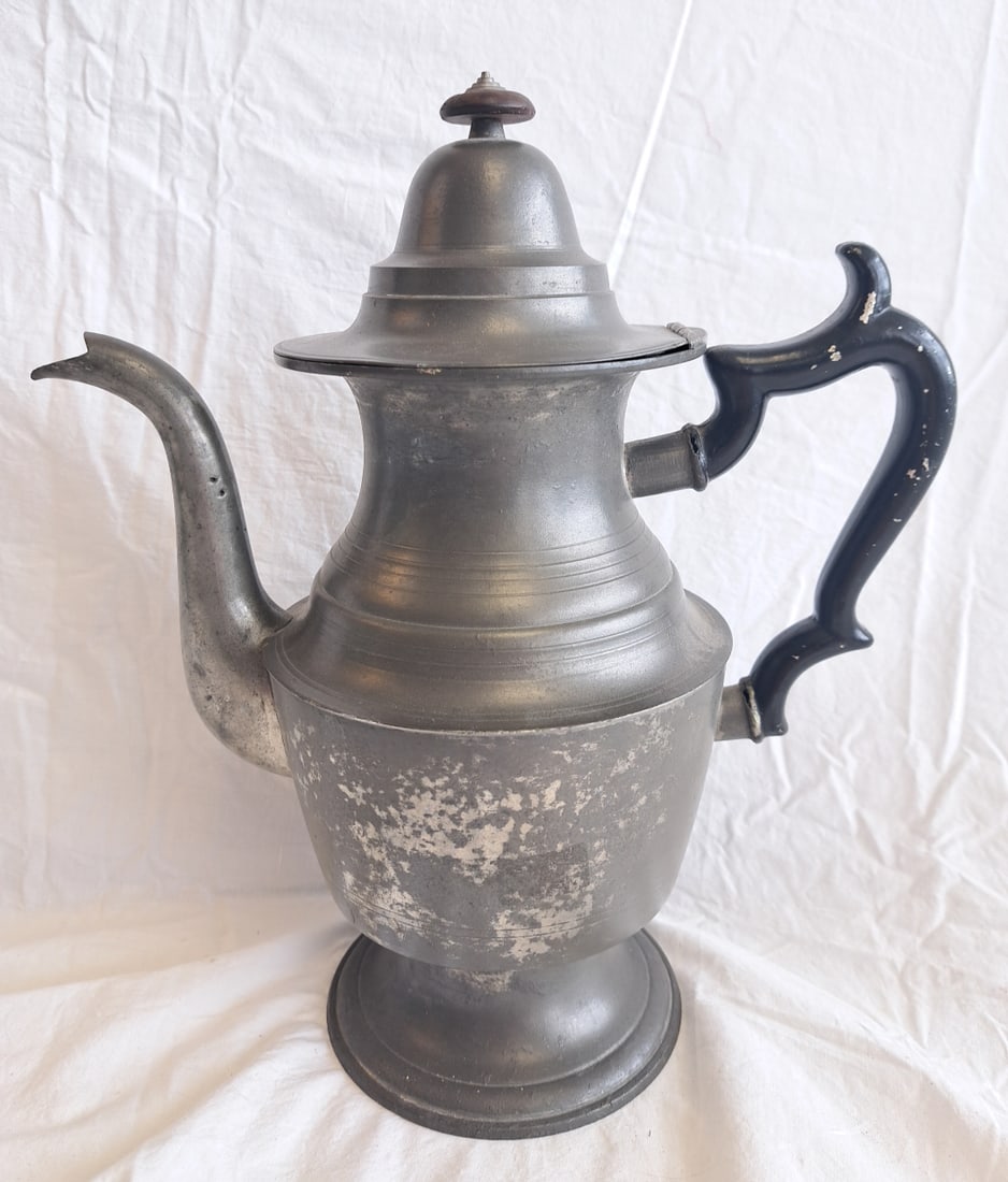 Large Pewter Coffee Pot Signed Rufus Dunham, Portland, Maine (1 of 9)