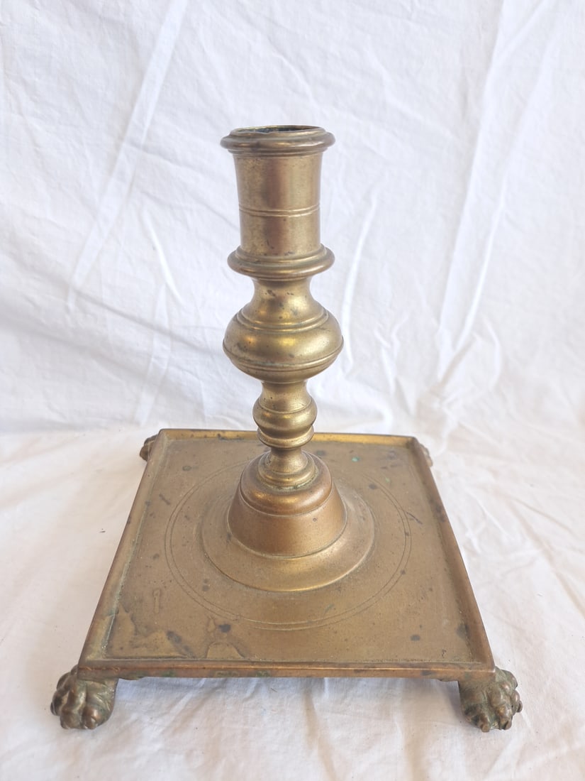 Early Brass Candlestick with Clawfeet. (1 of 9)