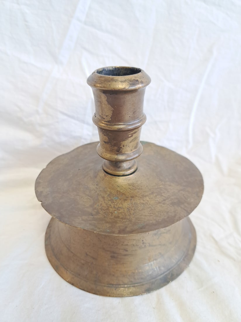 Early Brass Capstan Candlestick. (1 of 7)