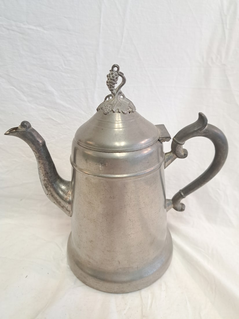 Early Pewter Coffee Pot signed Rufus Dunham, Portland, Maine. (1 of 8)