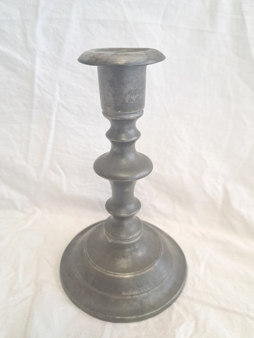 Early Pewter Candlestick signed Freeman Porter, Westbrook, Maine. (1 of 7)