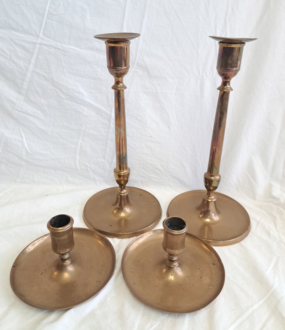 Two Pairs of Brass Candlesticks. (1 of 14)