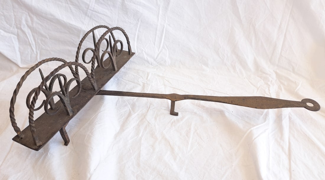 Early Wrought Iron Toaster with Gilded Handle. (1 of 6)