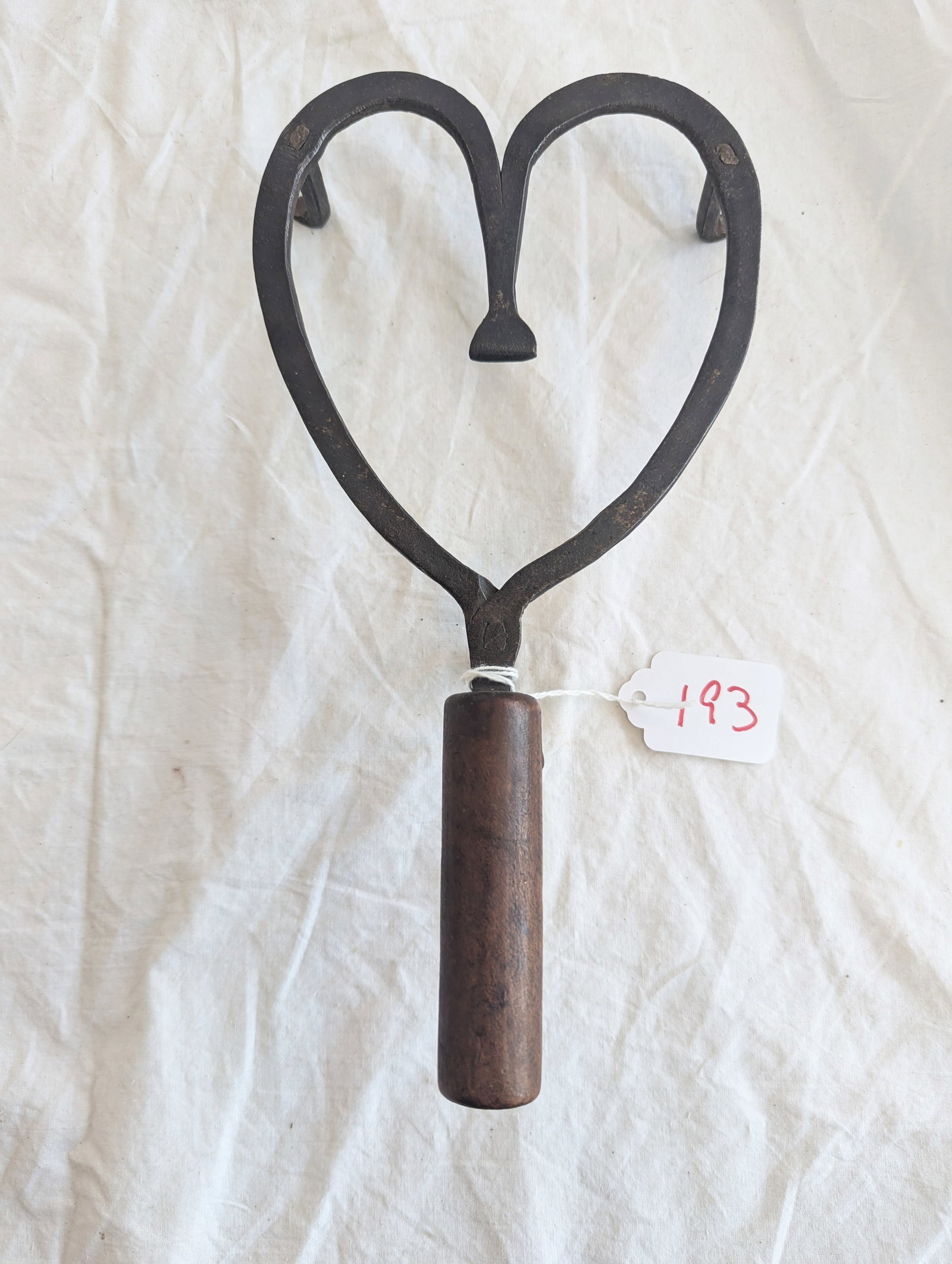 Wrought Iron Heart Shaped Trivet with Wooden Handle. (1 of 6)