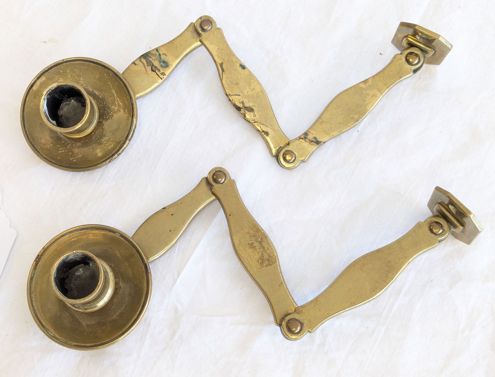 Pair of Articulated Brass Wall Mount Candle Holders. (1 of 6)