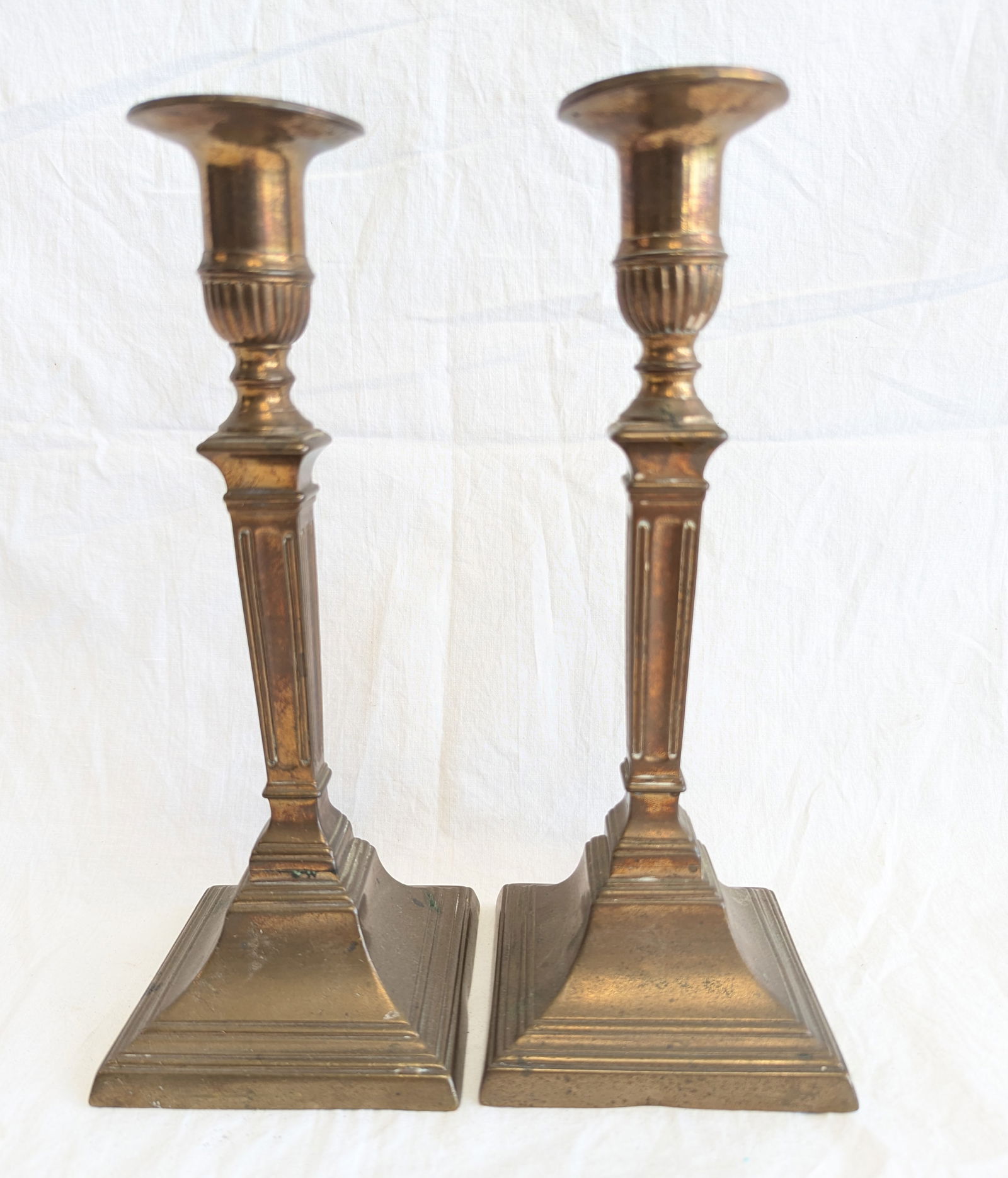 Pair of Early Brass Candlesticks. (1 of 7)