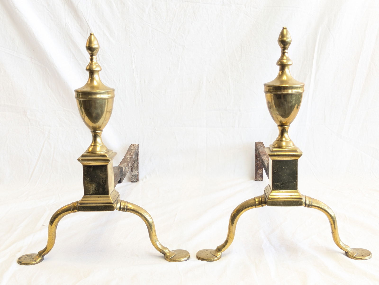 Pair of Early Brass Andirons. (1 of 8)