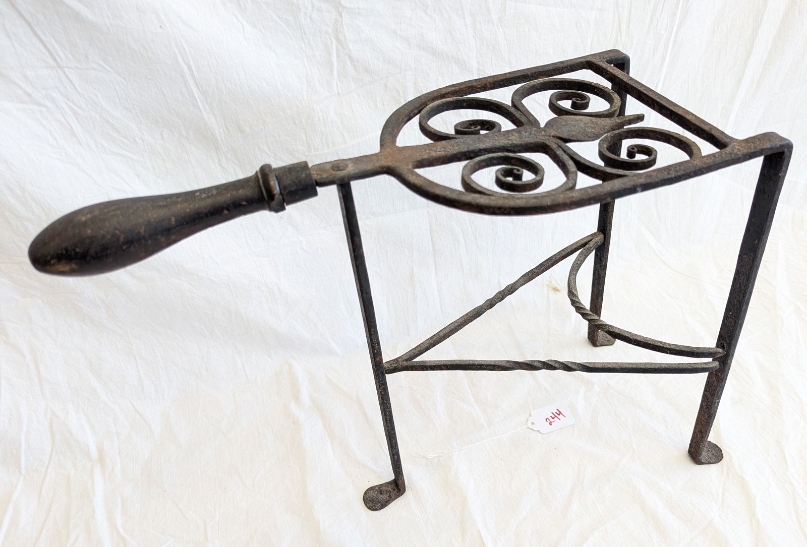 Early Wrought Iron Footman.: 12 3/4" tall x 17" Long x 7 1/4" wide.