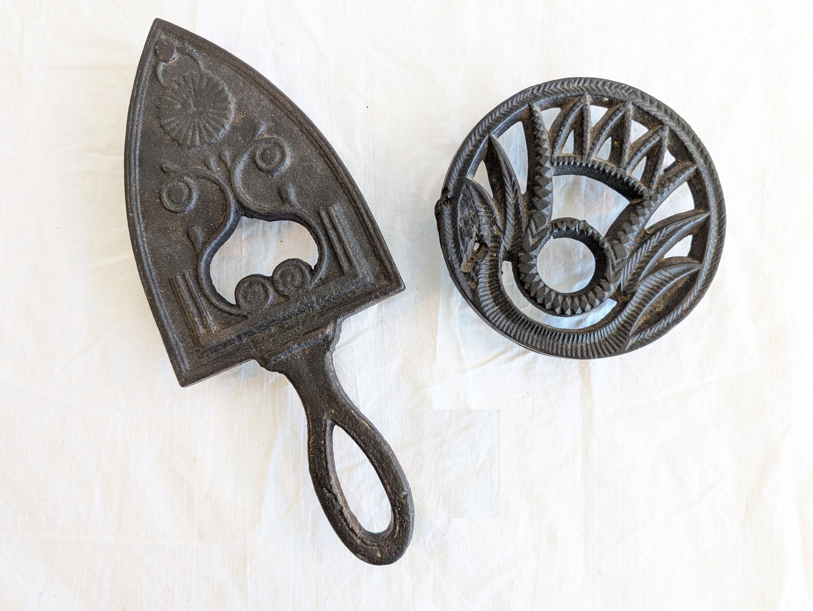 Lot of Two Cast Iron Trivets. (1 of 6)