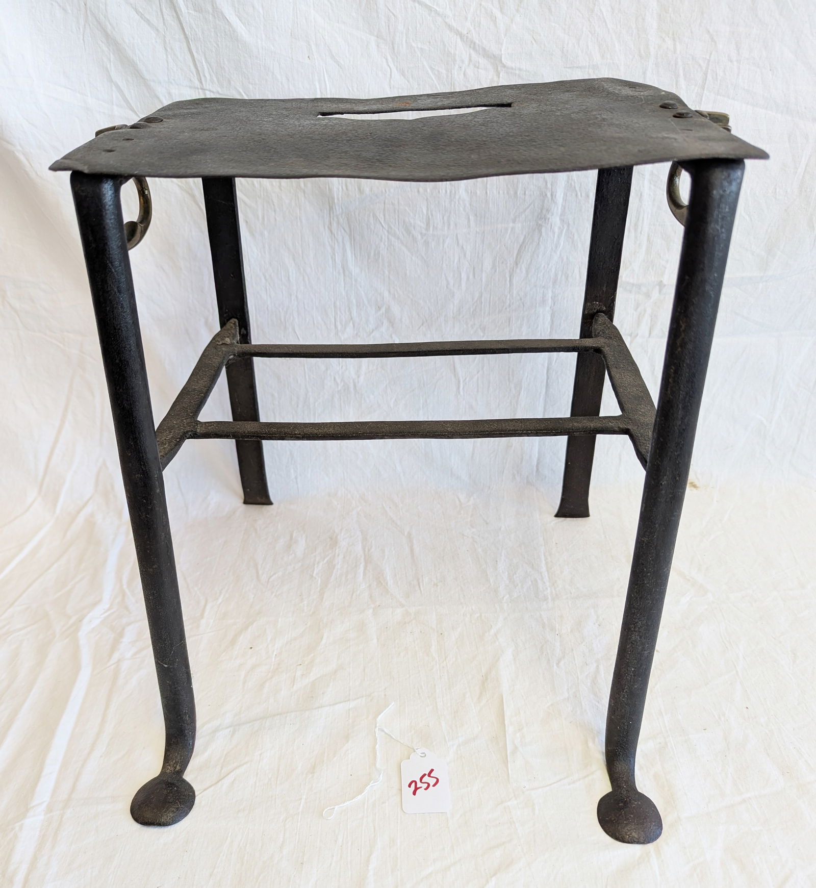 Early Wrought Iron and Brass Footman.: 14" tall x 13" with Handles x 14" Deep with feet.