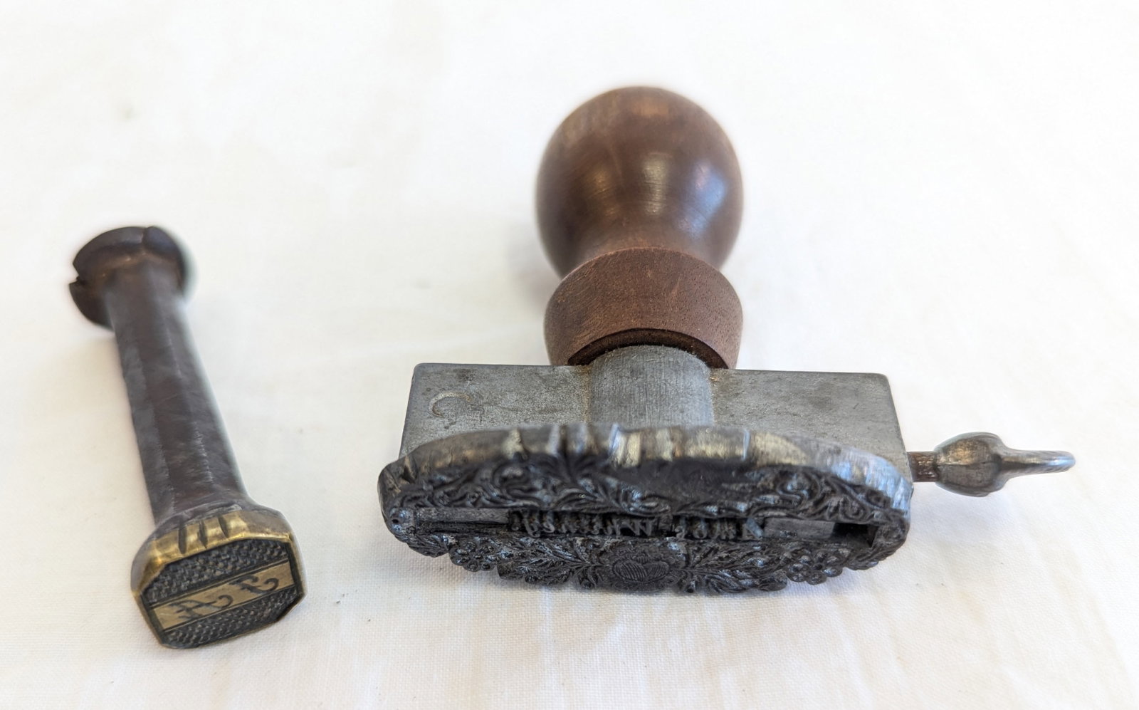 Lot of Two Stamps: One Wax Seal & One Quilt Stamp.