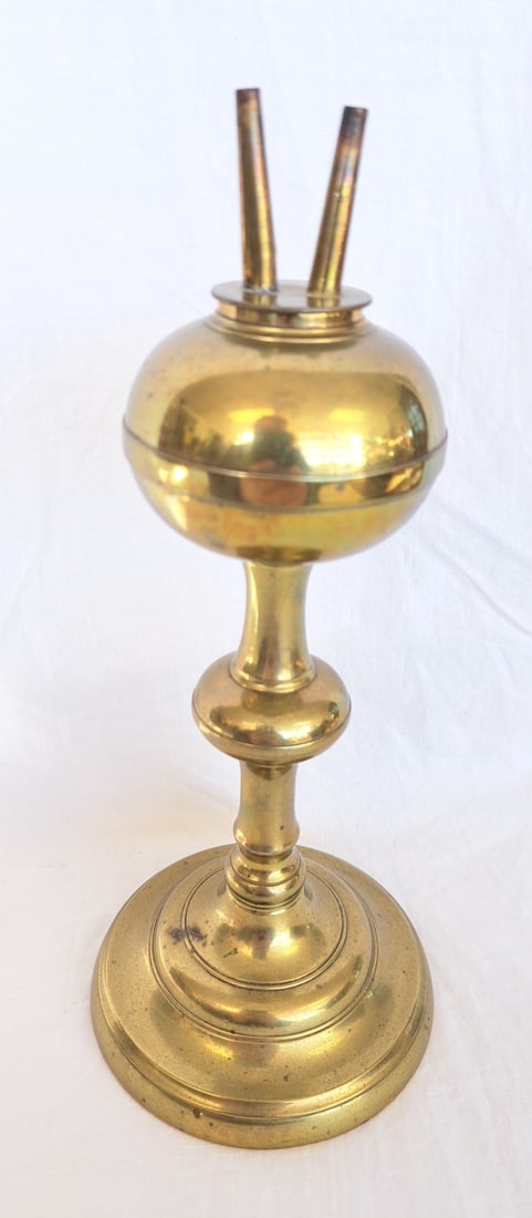 19th Century Brass Oil Lamp Signed William H. Webb- Warren, Maine (1 of 6)