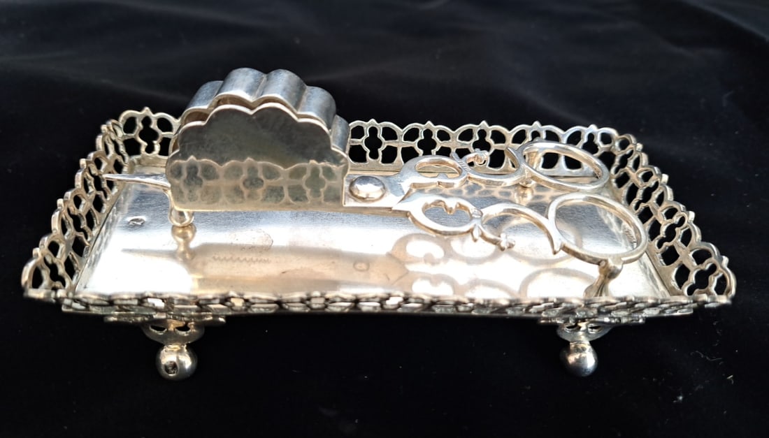 Early Silver Candle Trimmer with Tray Signed "J.P.V.D." (1 of 10)