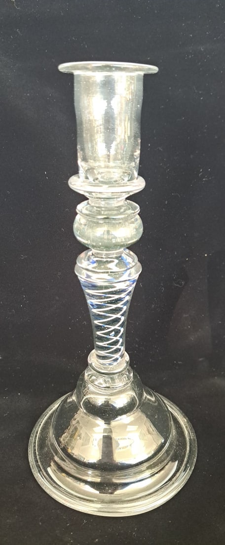 Early Blue Opaque Twist Glass Candlestick (1 of 8)