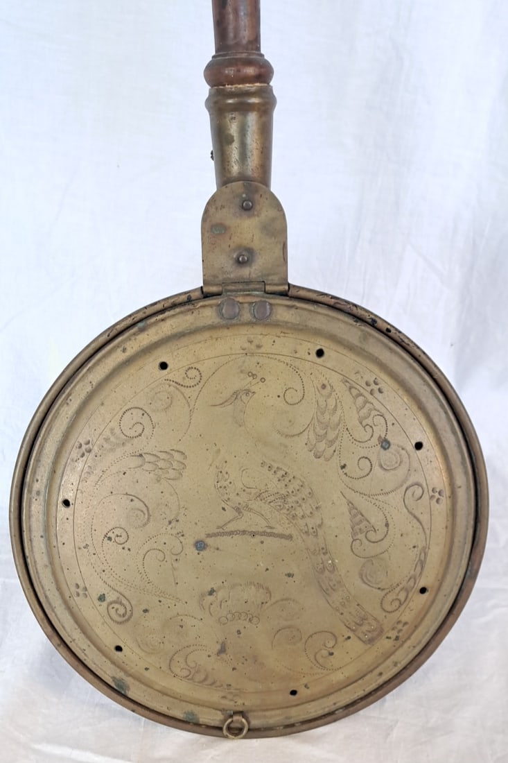 Early Wooden and Brass Bed Warmer (1 of 5)