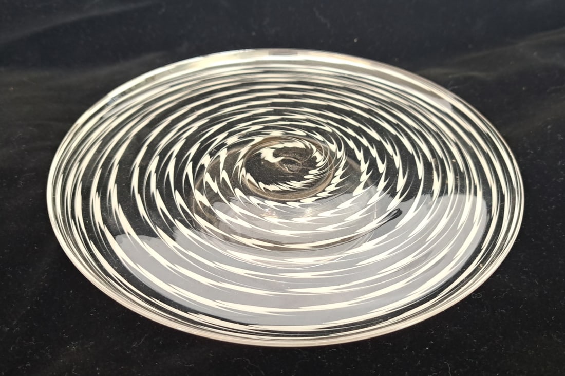 c. 1800 Italian Glass Tazza: 8 1/4" wide x 1 1/4" tall.