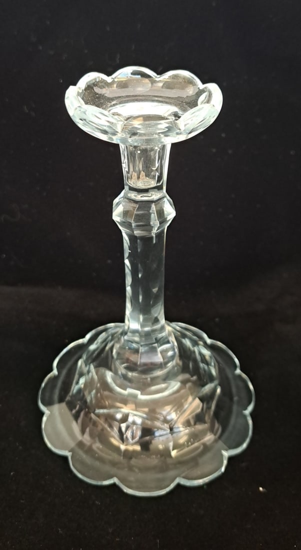 Small 18th Century English Glass Candlestick: 5 1/2" tall x 3 1/2" at base.