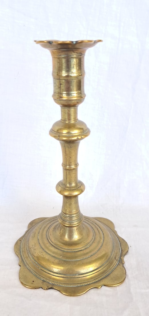 18th Century English Candlestick: 7" tall x 4" at base.